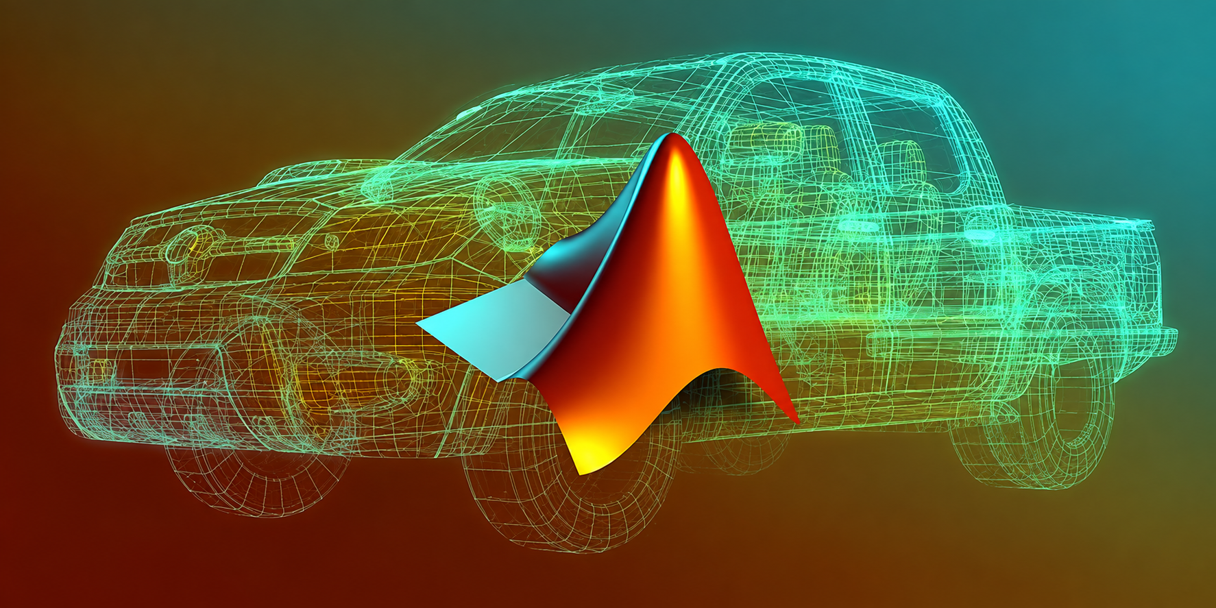 Ilustración de modelado y simulación automotriz