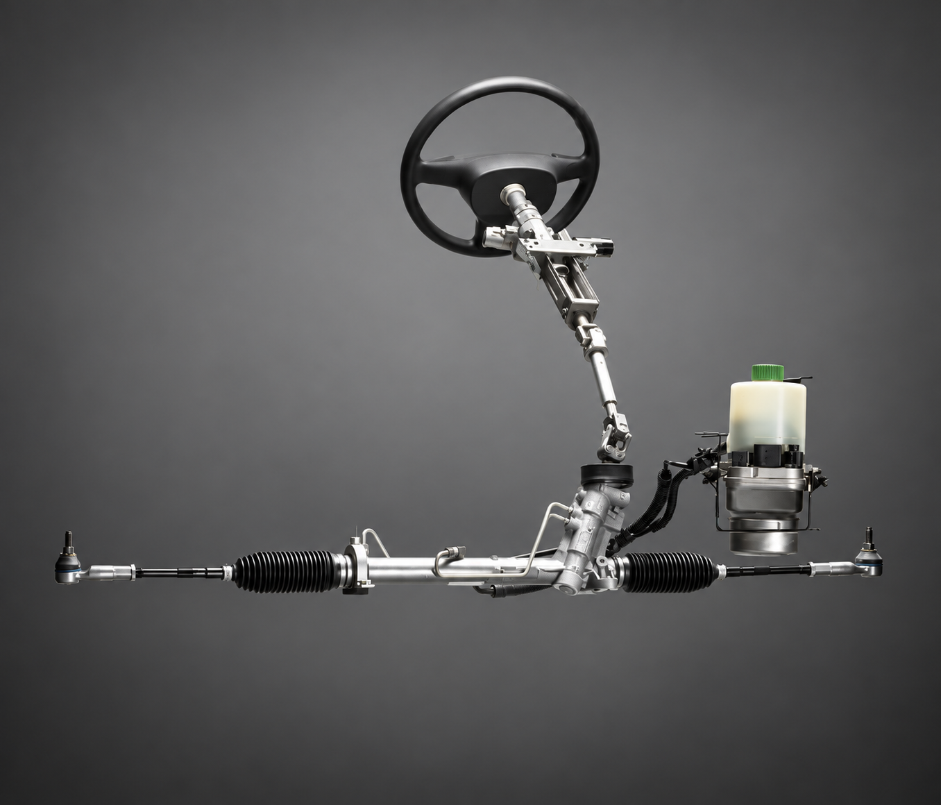 Conjunto electrohidráulico con volante, columna, cremallera y bomba