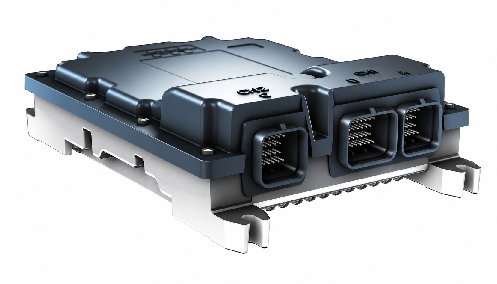 Unidad de control electrónica con conectores y carcasa